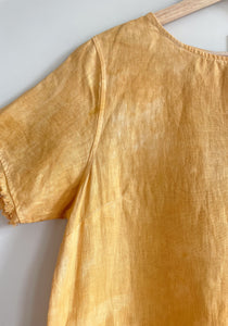 Hand Dyed Linen T-shirt Dress - Onion Yellow