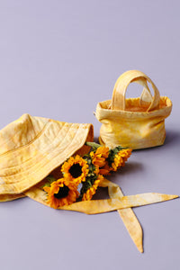 Handmade Quilted Safflower & Turmeric Sun Bonnet