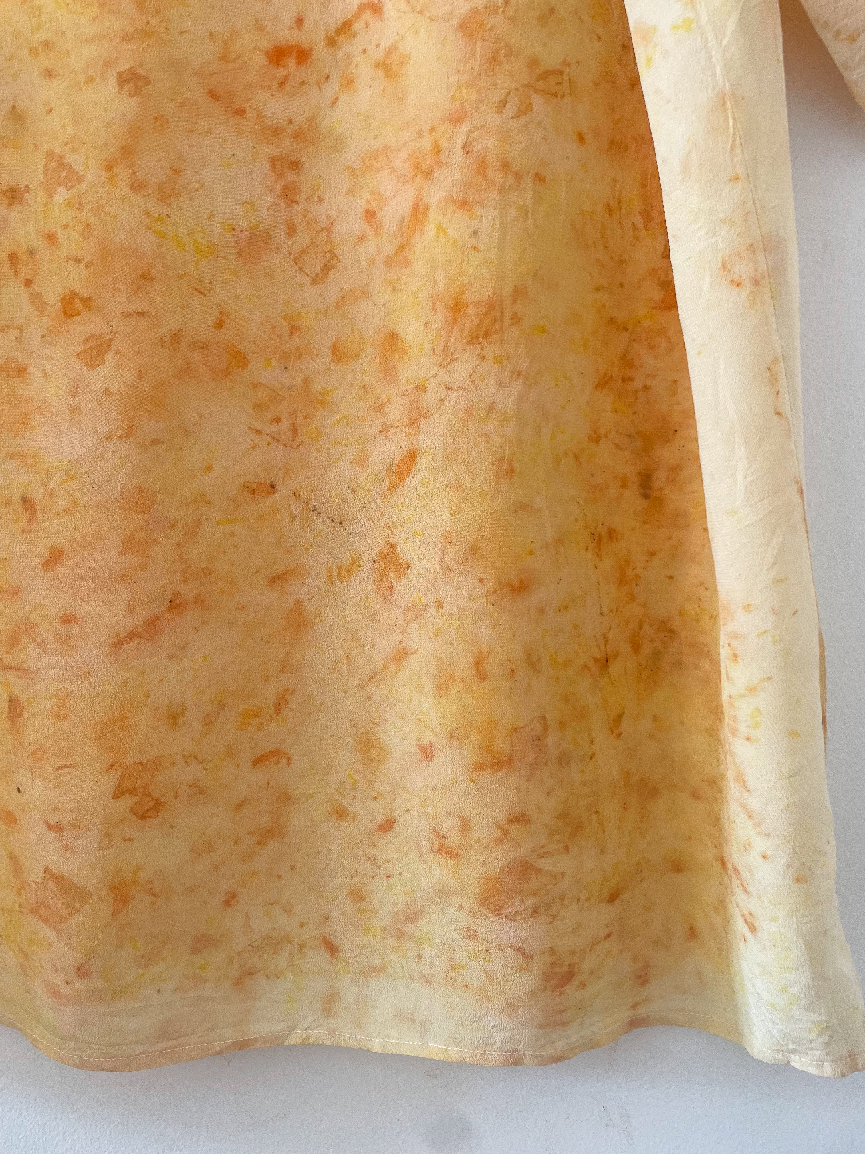 Bundle Dyed Silk Short Sleeve Top - Sulfur Cosmos Bursts