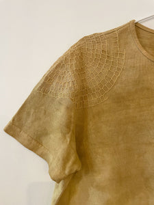 Margo New York sustainable fashion osage dyed tshirt embroidered shoulder shoulder